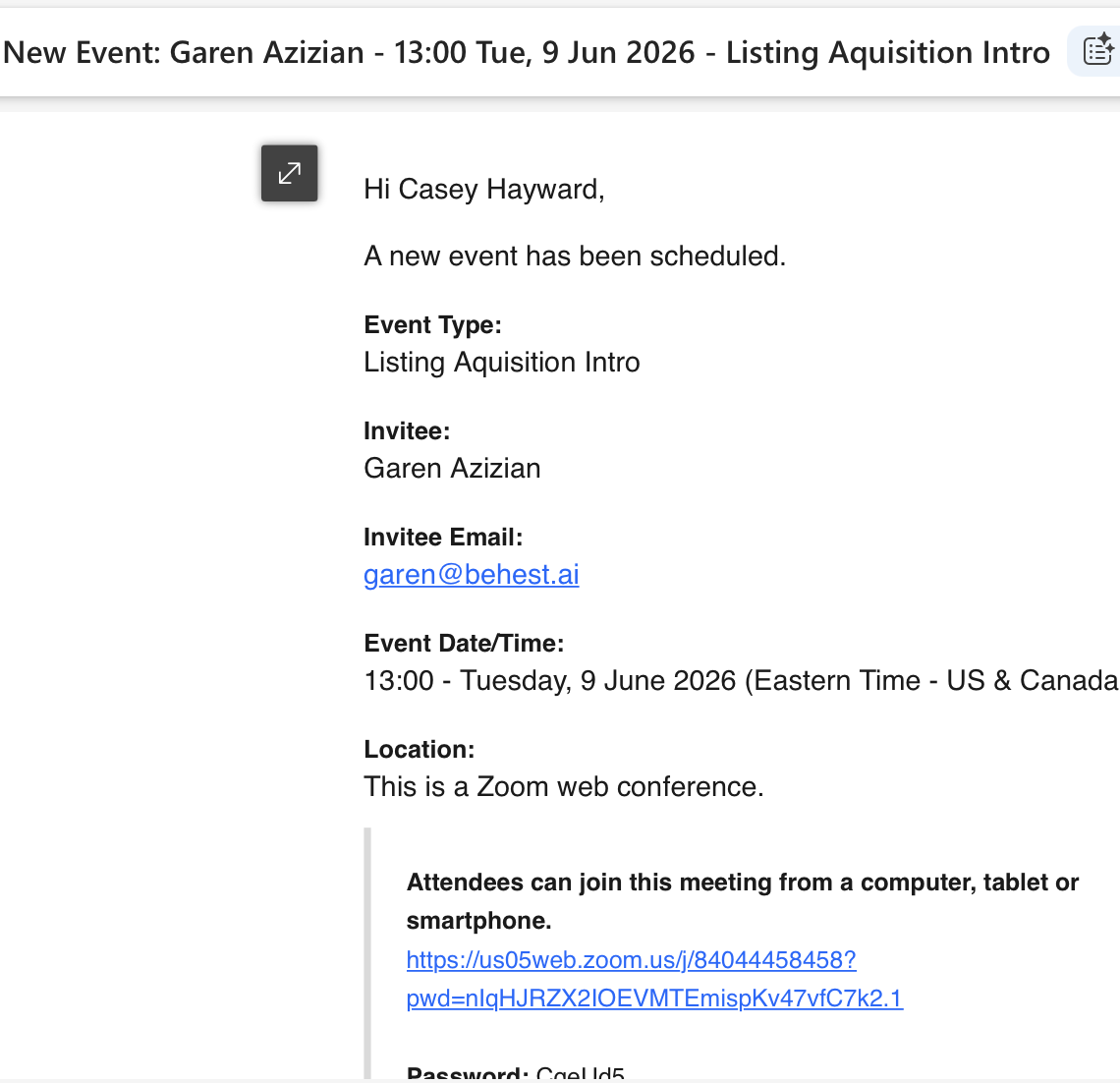 Booked meeting confirmation 2